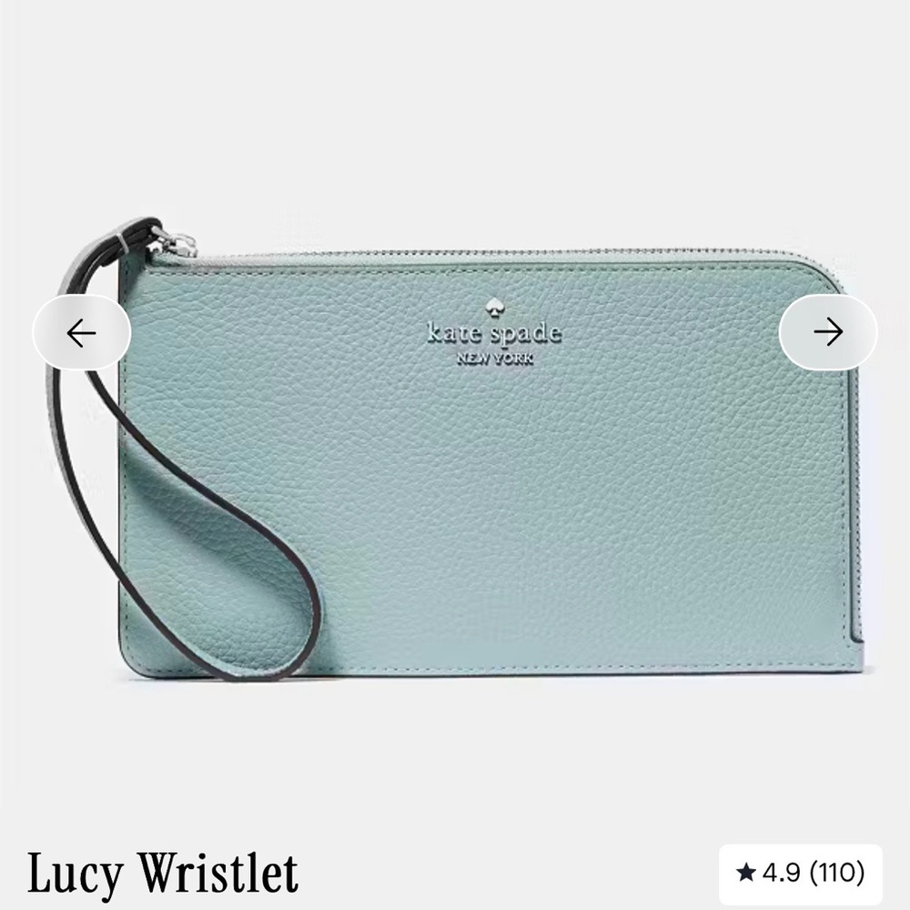 kate spade Aventurine (Mint-Blue) L-Zip Wristlet Clutch NWT $139